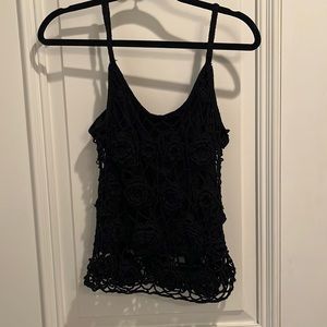 Vintage crochet black tank top